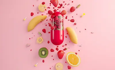 Cápsulas de probióticos con frutas